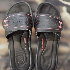 Under Armour Women's Black and Pink Sandals